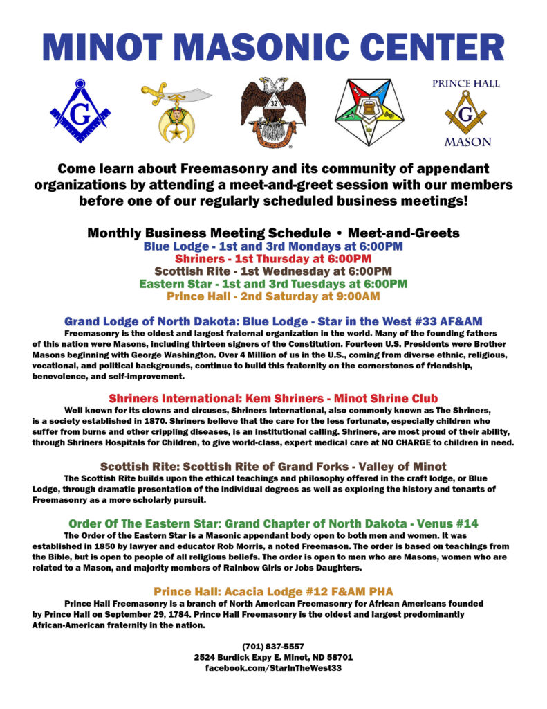 Minot Masonic Center - Meetings